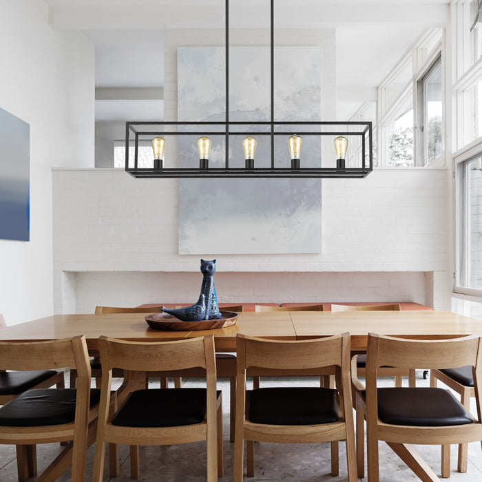Five Light Linear Pendant from the Wesson collection in Matte Black finish