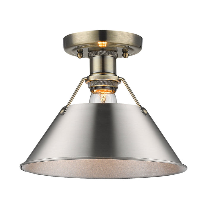 One Light Flush Mount from the Orwell collection in Aged Brass finish