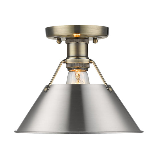 Golden - 3306-FM AB-PW - One Light Flush Mount - Orwell - Aged Brass