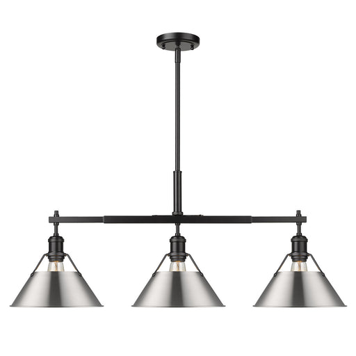 Golden - 3306-LP BLK-PW - Three Light Linear Pendant - Orwell - Matte Black