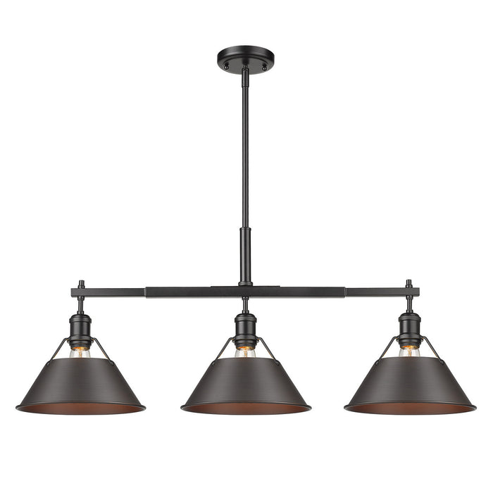 Three Light Linear Pendant from the Orwell collection in Matte Black finish