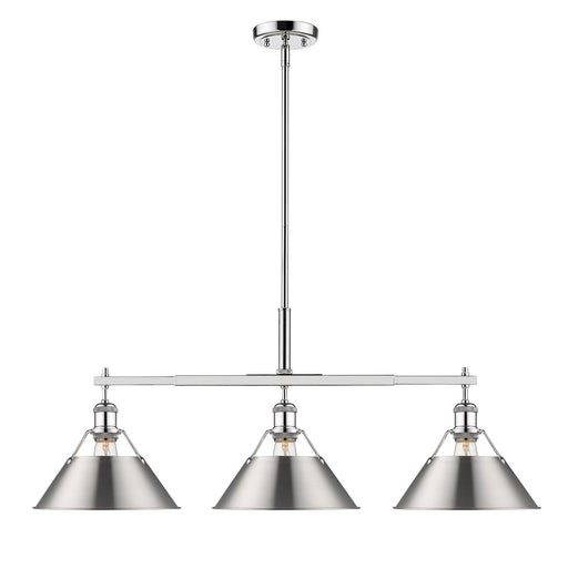 Golden - 3306-LP CH-PW - Three Light Linear Pendant - Orwell - Chrome