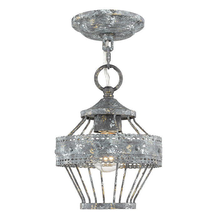 One Light Semi-Flush Mount from the Ferris collection in Blue Verde Patina finish