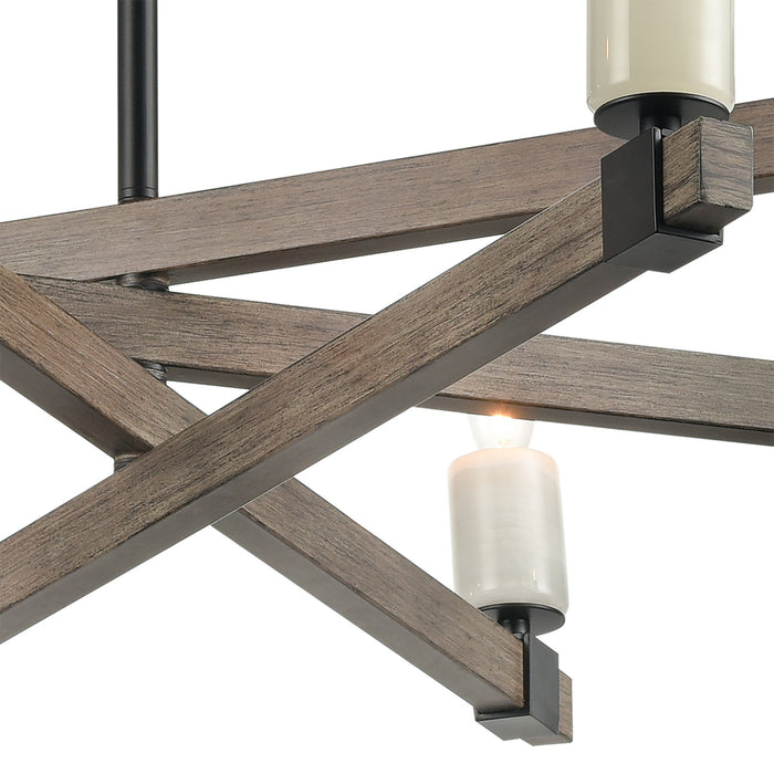 Eight Light Chandelier from the Stone Manor collection in Aspen, Matte Black, Matte Black finish