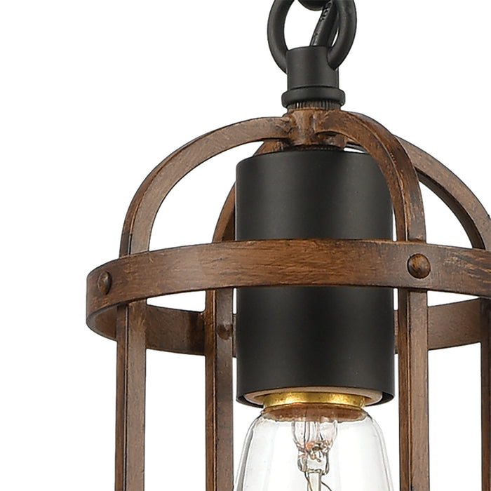 One Light Mini Pendant from the Millville collection in Matte Black, Dark Oak, Dark Oak finish