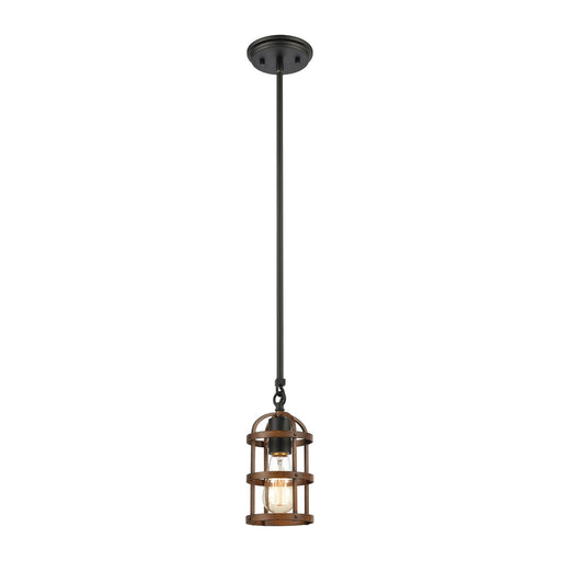 ELK Home - 15481/1 - One Light Mini Pendant - Millville - Matte Black, Dark Oak, Dark Oak