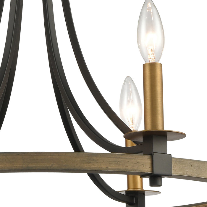 Six Light Chandelier from the Woodbridge collection in Matte Black finish