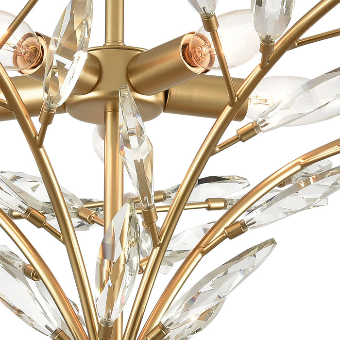 Five Light Semi Flush Mount from the Flora Grace collection in Champagne Gold finish