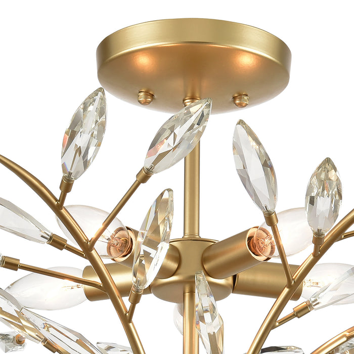 Five Light Semi Flush Mount from the Flora Grace collection in Champagne Gold finish