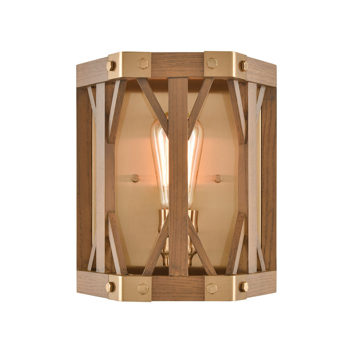 ELK Home - 33330/1 - One Light Wall Sconce - Structure - Satin Brass, Medium Oak, Medium Oak