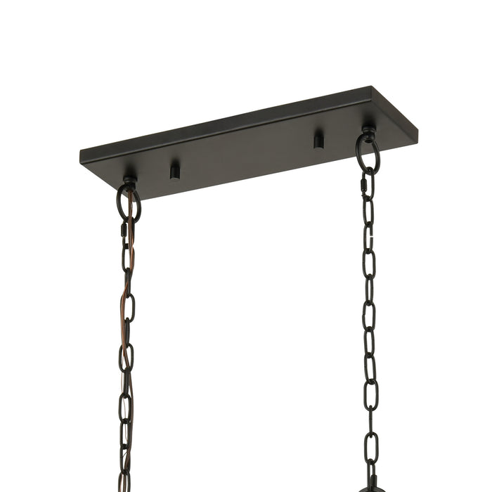 Five Light Island Pendant from the Wooden Crate collection in Oil Rubbed Bronze finish