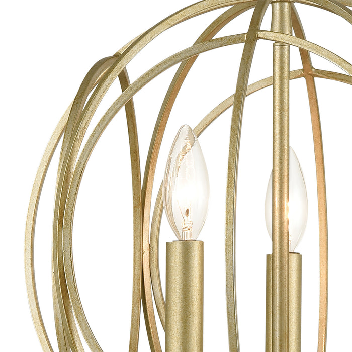 Three Light Chandelier from the Loughton collection in Golden Silver finish