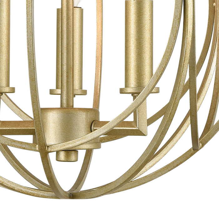 Three Light Chandelier from the Loughton collection in Golden Silver finish