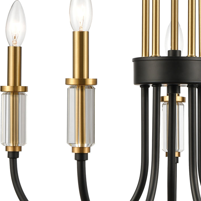 Five Light Chandelier from the Glendon collection in Matte Black, Burnished Brass, Burnished Brass finish