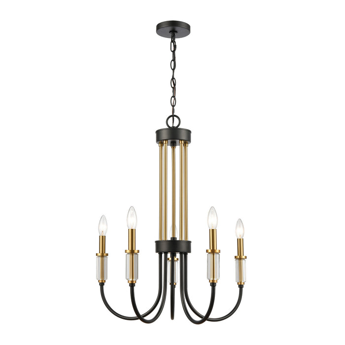 ELK Home - 46345/5 - Five Light Chandelier - Glendon - Matte Black, Burnished Brass, Burnished Brass