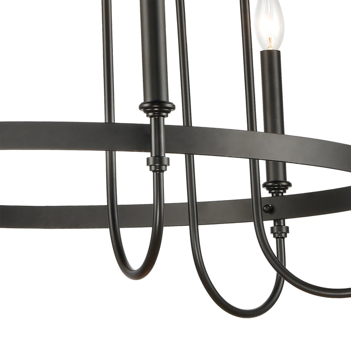 Six Light Chandelier from the Wickshire collection in Matte Black finish