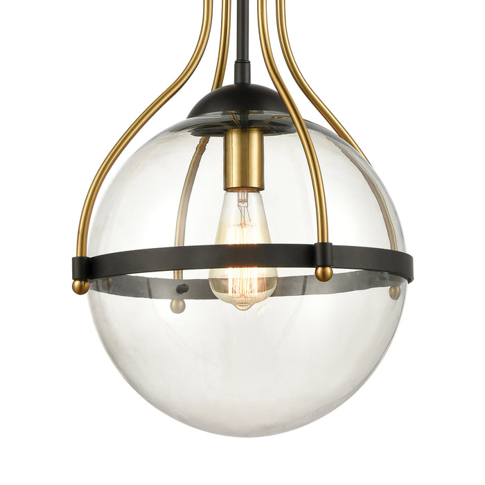 One Light Pendant from the Vispon collection in Matte Black, Burnished Brass, Burnished Brass finish