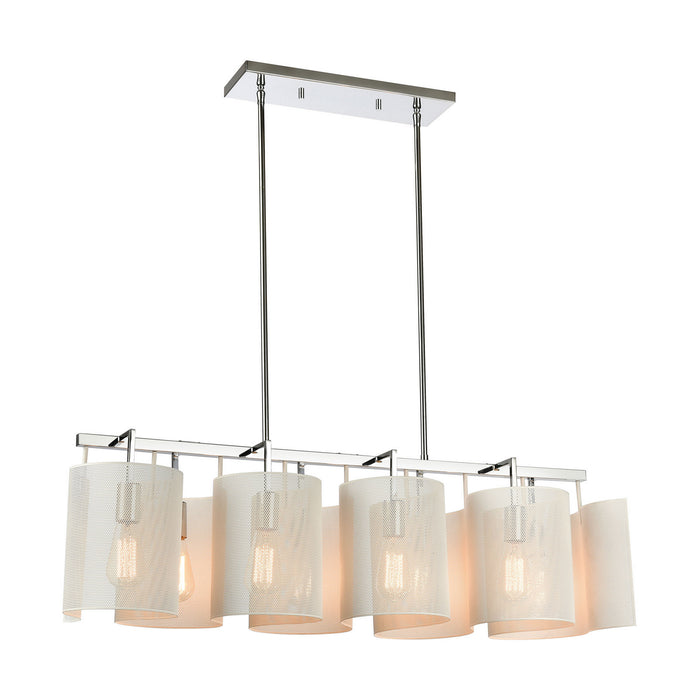 ELK Home - 60155/8 - Eight Light Island Pendant - Santa Barbara - Matte White, Polished Chrome, Polished Chrome