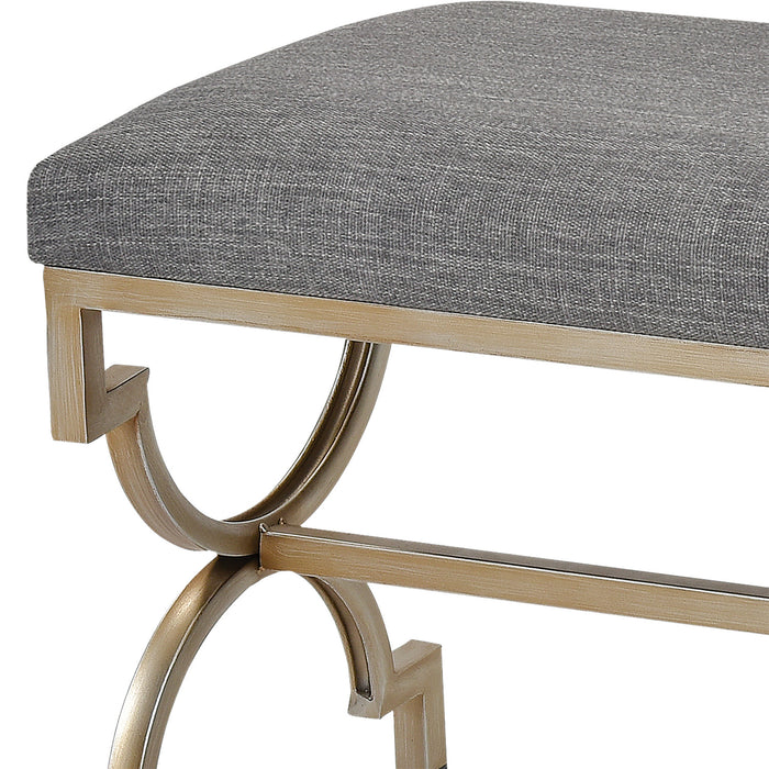 Bench from the Comtesse collection in Grey Fabric, Antique Silver, Antique Silver finish