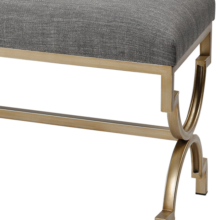 Bench from the Comtesse collection in Grey Fabric, Antique Silver, Antique Silver finish