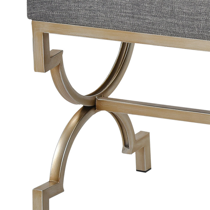 Bench from the Comtesse collection in Grey Fabric, Antique Silver, Antique Silver finish