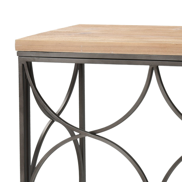 Console Table from the Billings collection in Natural Wood, Aged Pewter, Aged Pewter finish