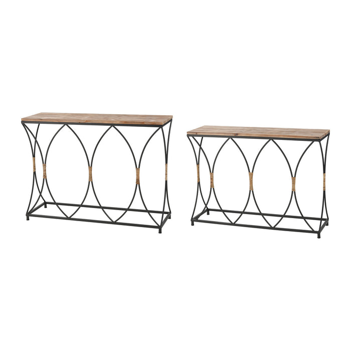 ELK Home - 3200-257/S2 - Console Tables (Set of 2) - Fisher Island - Natural Wood, Black, Black