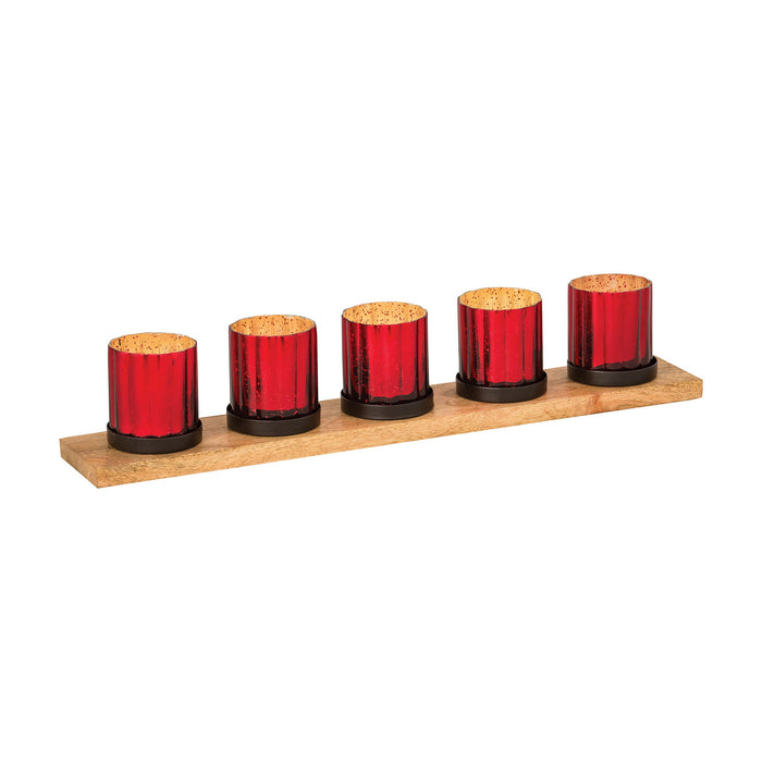 ELK Home - 201493 - Votive Tray - Traditions - Mango Wood, Antique Red, Antique Red