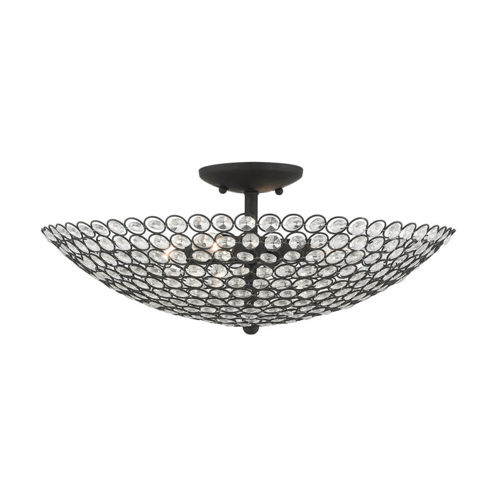 Livex Lighting - 40447-04 - Four Light Semi Flush Mount - Cassandra - Black