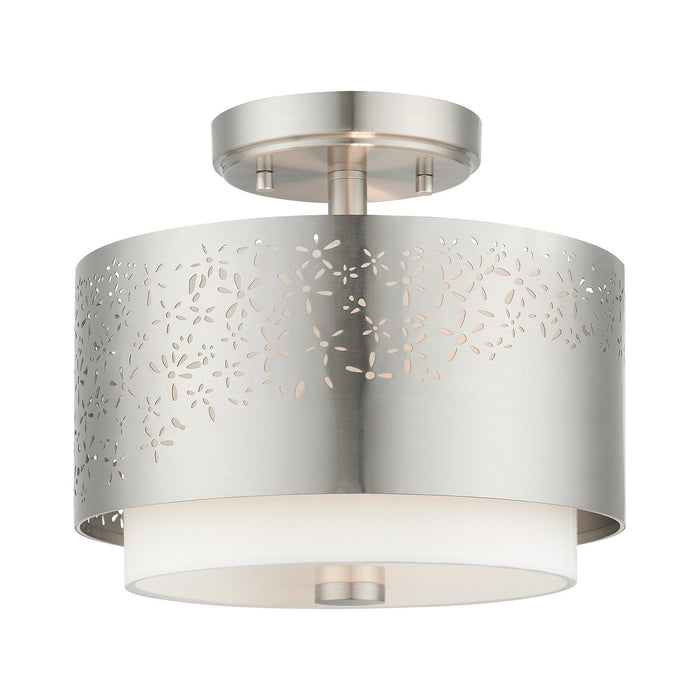 Livex Lighting - 46267-91 - Two Light Semi Flush Mount - Noria - Brushed Nickel