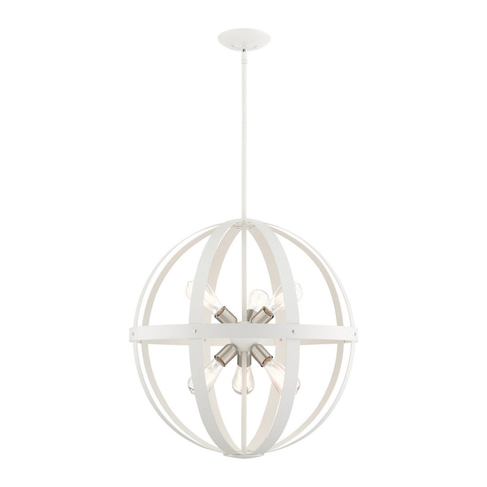 Livex Lighting - 49646-13 - Six Light Chandelier - Stoneridge - Textured White with Brushed Nickel Cluster