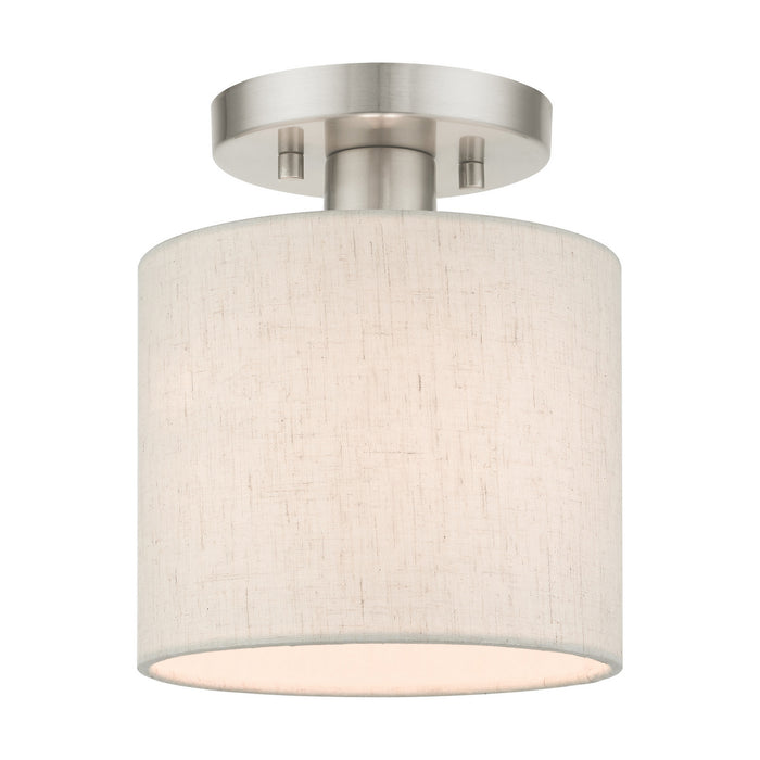 Livex Lighting - 49807-91 - One Light Semi Flush Mount - Meadow - Brushed Nickel