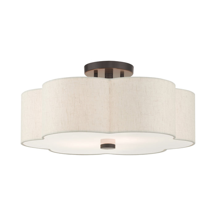 Livex Lighting - 58064-92 - Three Light Semi Flush Mount - Solstice - English Bronze