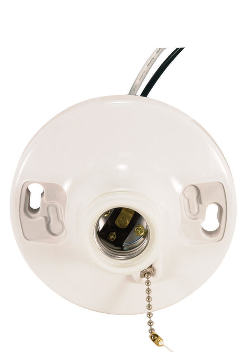 Phenolic On-Off Pull Chain Ceiling Receptacle in White finish