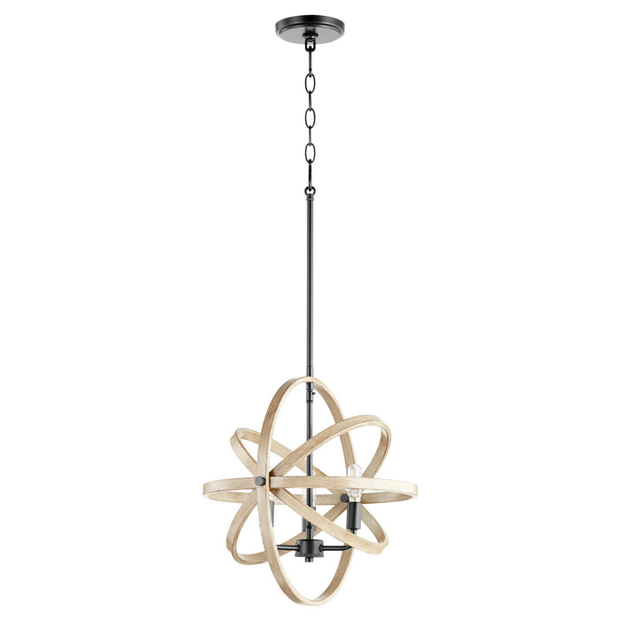 Quorum - 86-3-69 - Three Light Pendant - Noir w/ Driftwood finish