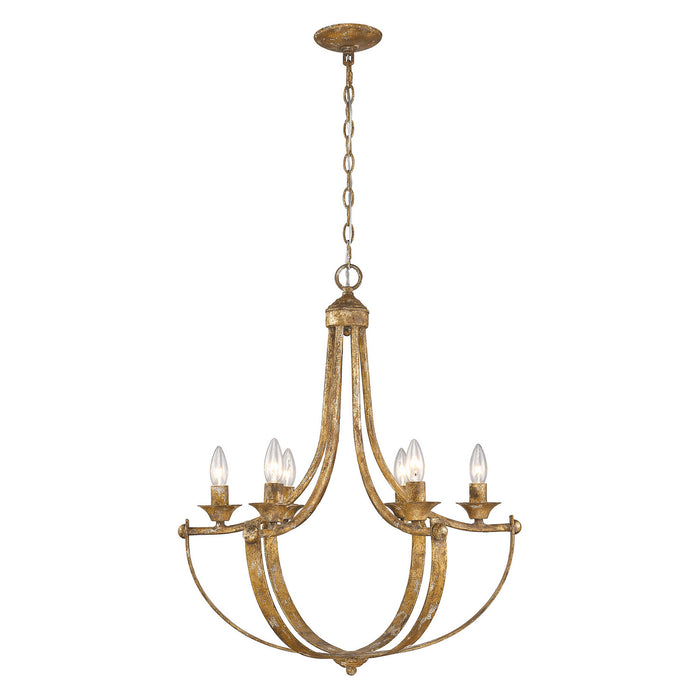 Six Light Chandelier from the Victoria collection in Heirloom Gold finish