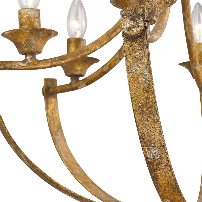 Six Light Chandelier from the Victoria collection in Heirloom Gold finish