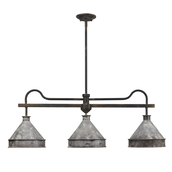 Three Light Linear Pendant from the Jasper collection in Antique Black Iron finish