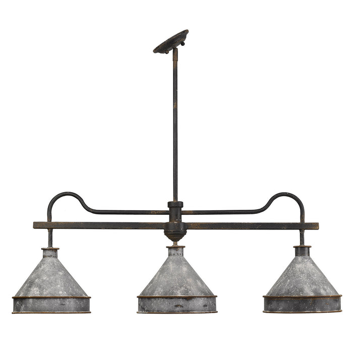 Three Light Linear Pendant from the Jasper collection in Antique Black Iron finish
