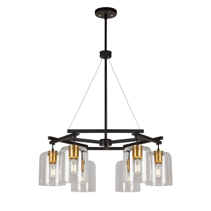 Forte - 2724-06-62 - Six Light Chandelier - Tyrone - Black and Soft Gold