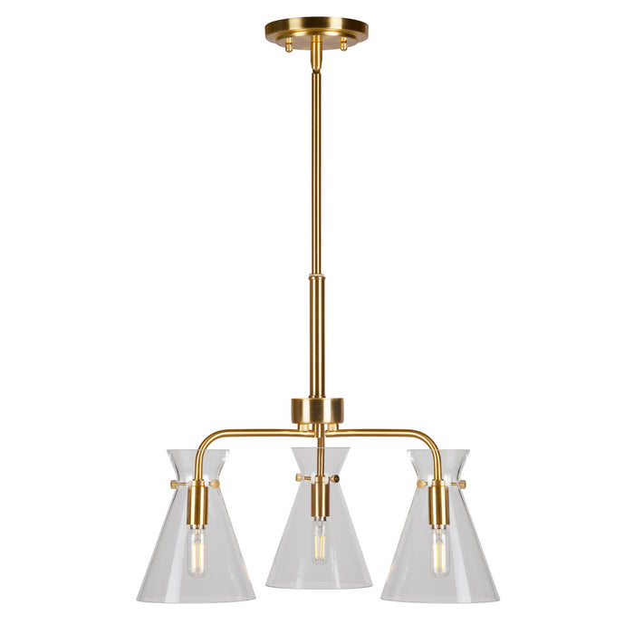 Forte - 2733-03-12 - Three Light Chandelier - Beaker - Soft Gold