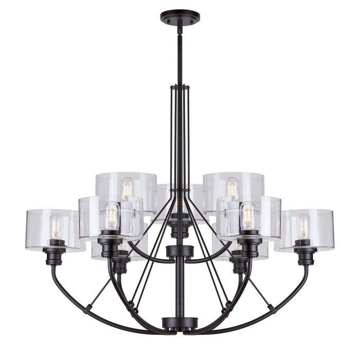 Forte - 2748-09-04 - Nine Light Chandelier - Zane - Black