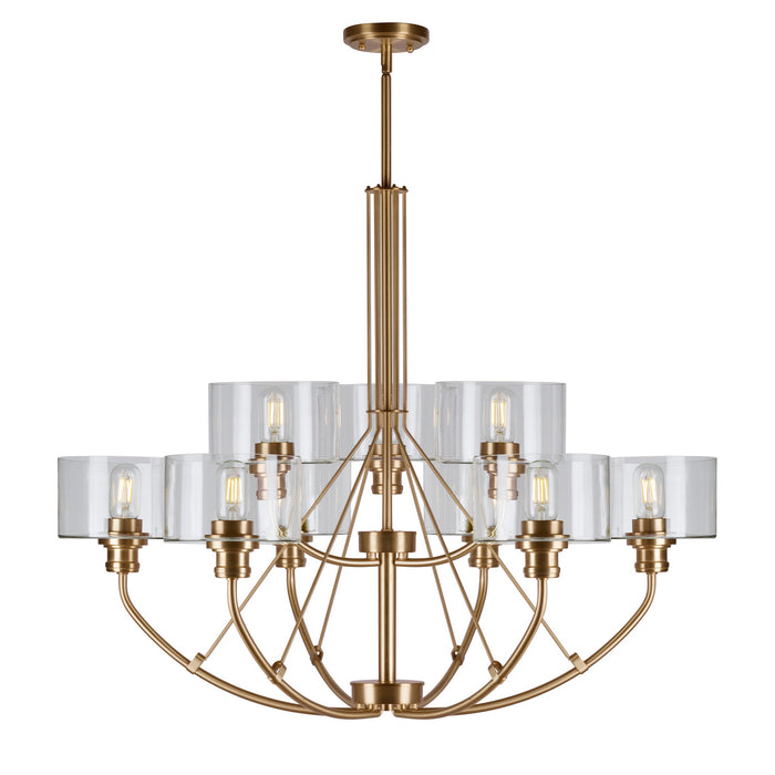 Forte - 2748-09-12 - Nine Light Chandelier - Zane - Soft Gold