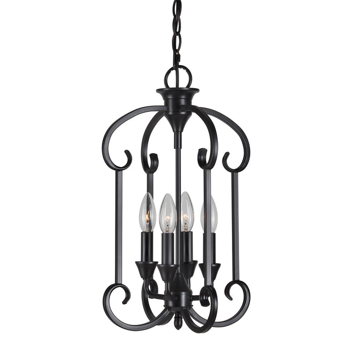 Forte - 7000-04-04 - Four Light Foyer Pendant - Ione - Black