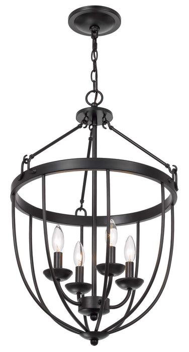 Four Light Chandelier from the Grafton collection in Matte Black finish