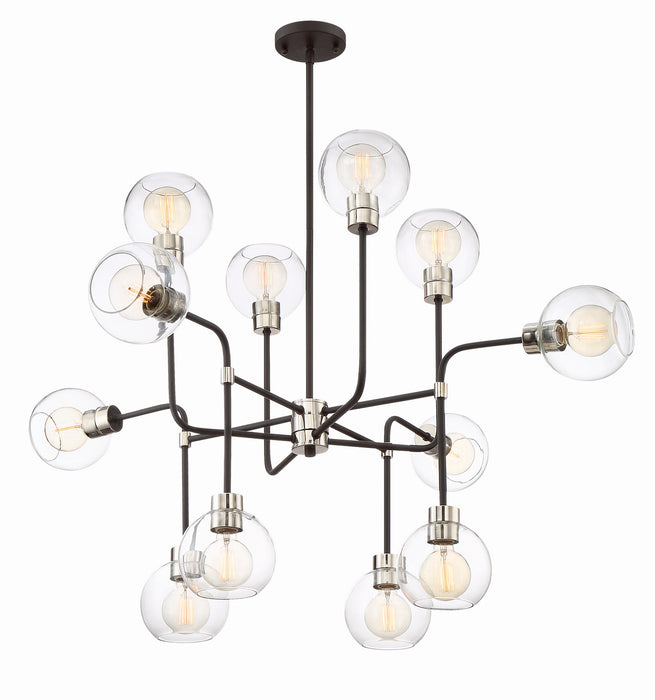 Zeev Lighting - CD10223-12-PN+MBK - Chandelier - Pierre - Polished Nickel/ Matte Black With Glass