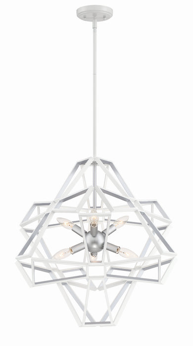 Zeev Lighting - CD10231-6-SW-SL - Chandelier - Unity - Satin White Exterior-Silver Leaf Interior