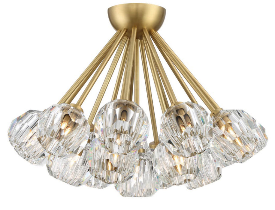 Zeev Lighting - FM60047-18-AGB - Flush Mount - Parisian - Aged Brass With Crystal