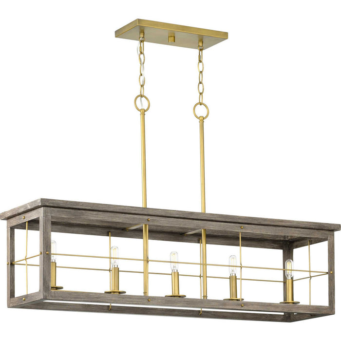 Progress Lighting - P400254-175 - Five Light Island Pendant - Hedgerow - Distressed Brass