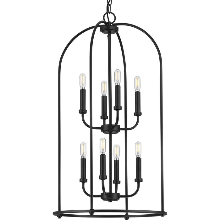 Progress Lighting - P500303-031 - Eight Light Foyer Pendant - Leyden - Matte Black